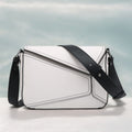 Small Square Patchwork Crossbody Bag – Geometric Flapover Purse for Women