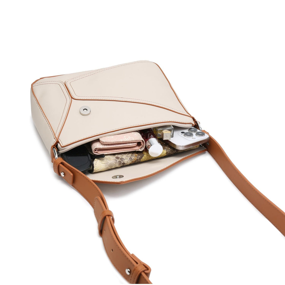 Small Square Patchwork Crossbody Bag – Geometric Flapover Purse for Women