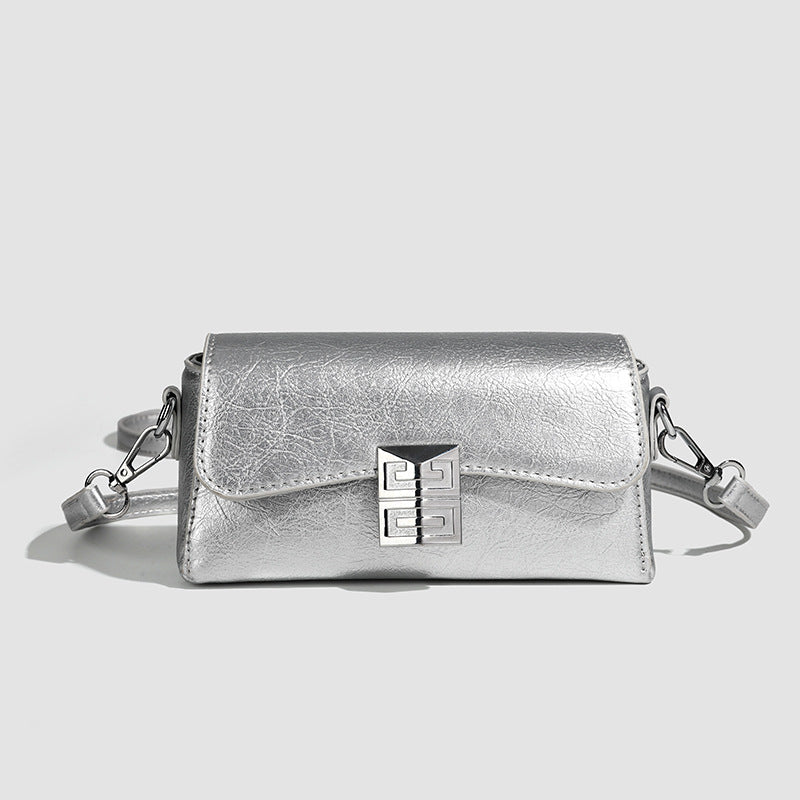 Small Retro Square Crossbody Bag – Metallic Shoulder Bag for Women
