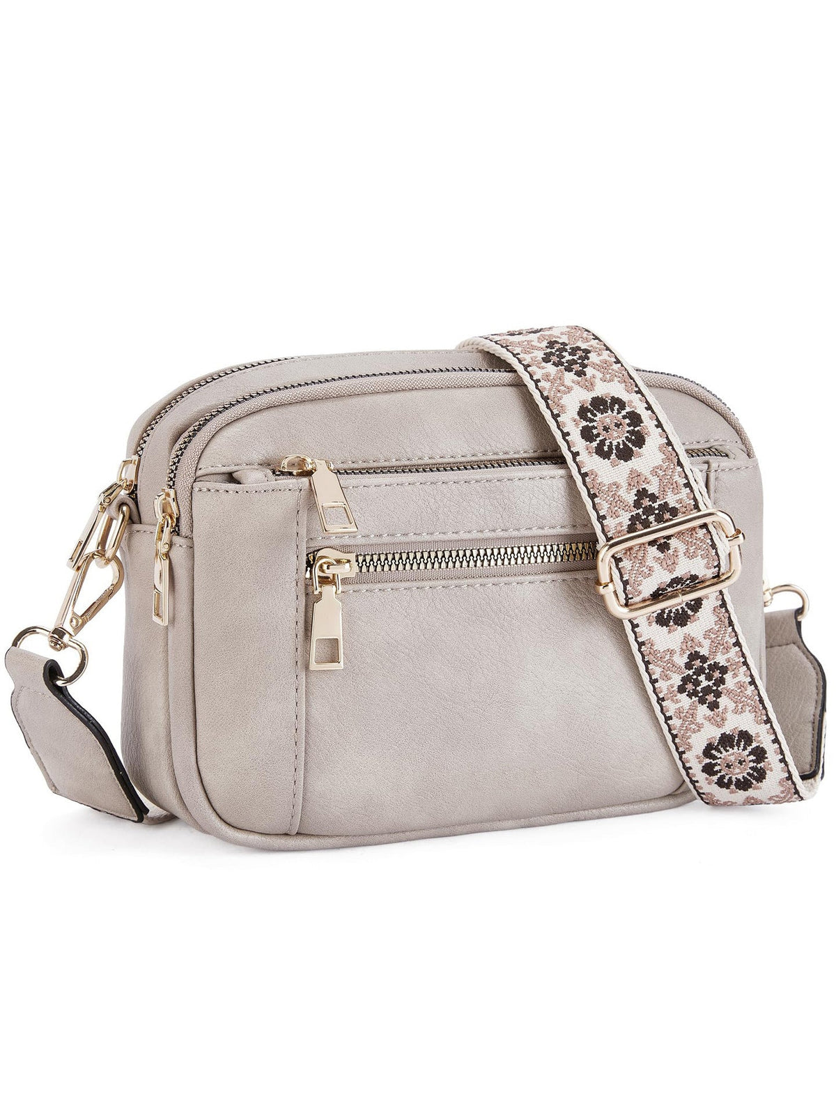 Triple Zip Crossbody Bag – Color Block PU Shoulder Bag for Women