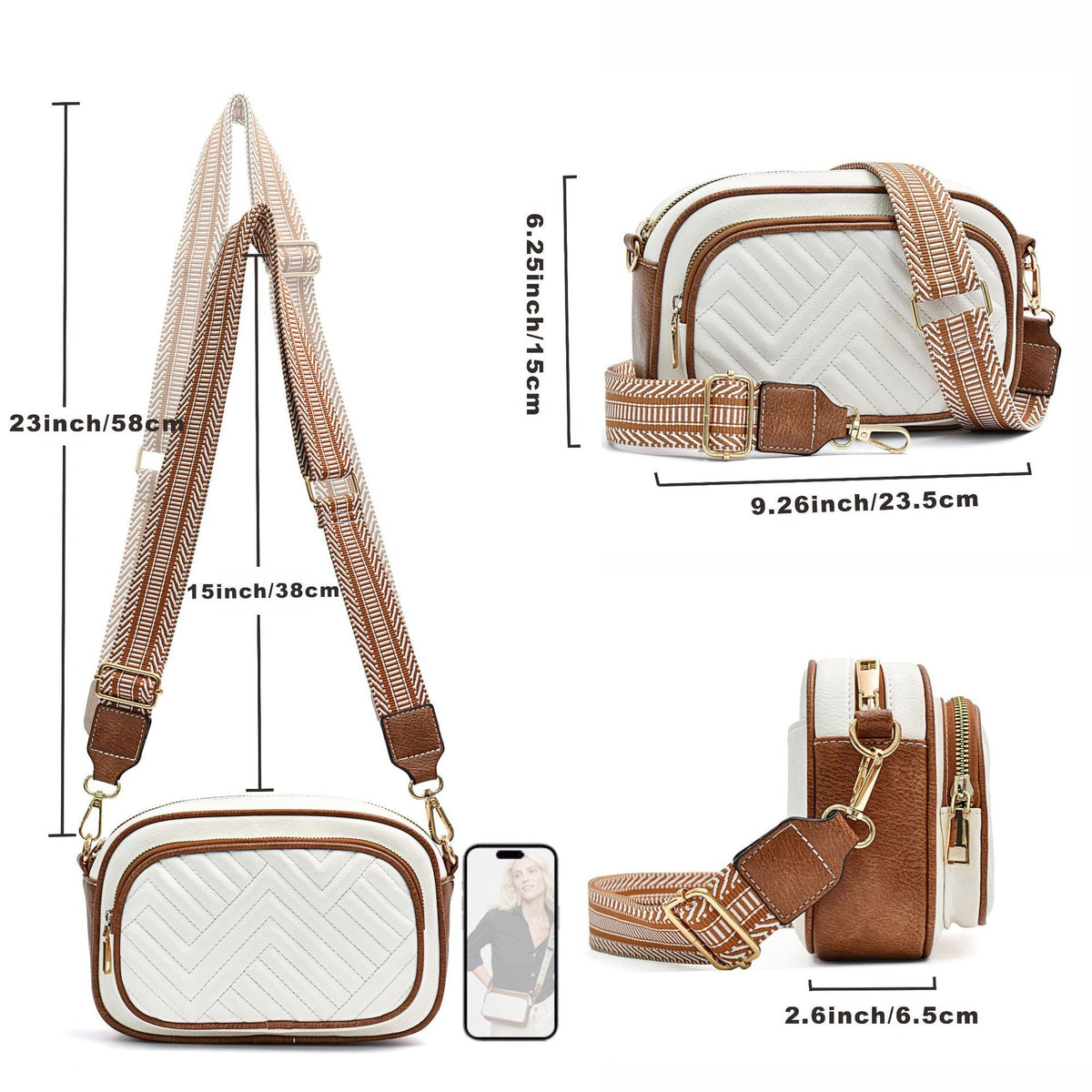 Embroidered Crossbody Bag – Vintage Ribbon Square Purse for Women