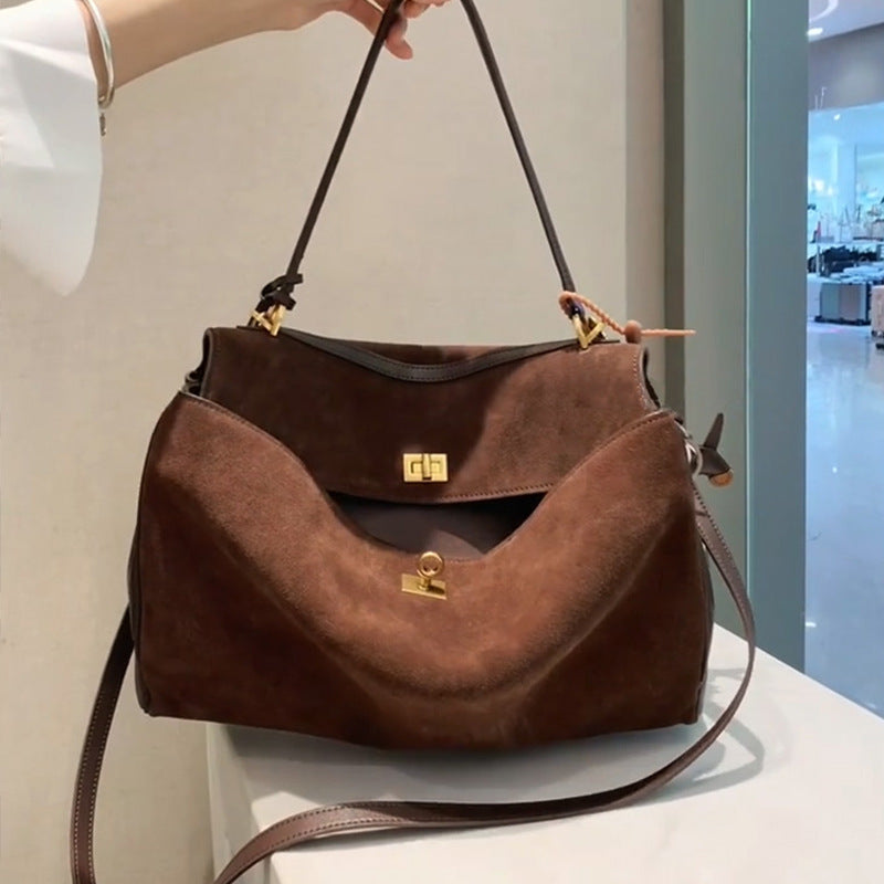 Genuine Leather Kelly Crossbody Bag – High-Grade Underarm Commuter Purse for Women