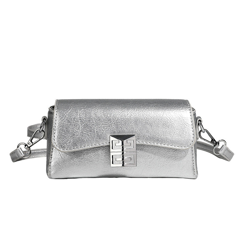 Small Retro Square Crossbody Bag – Metallic Shoulder Bag for Women