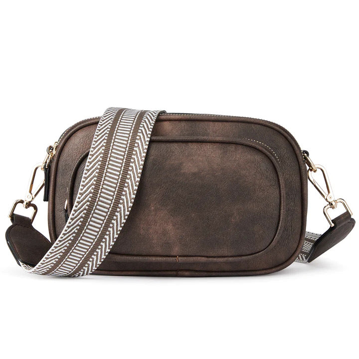 Embroidered Crossbody Bag – Vintage Ribbon Square Purse for Women