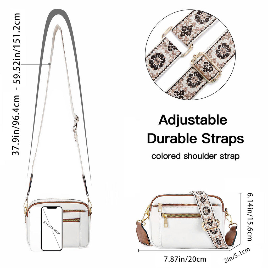 Triple Zip Crossbody Bag – Color Block PU Shoulder Bag for Women