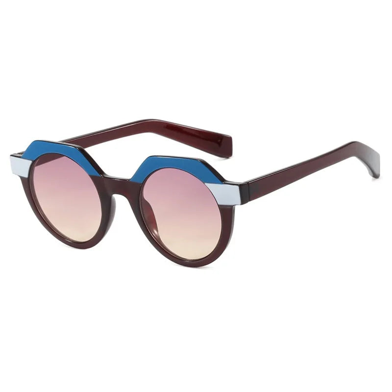 Round Punk Rivet Sunglasses – Gradient UV400 Shades for Women & Men