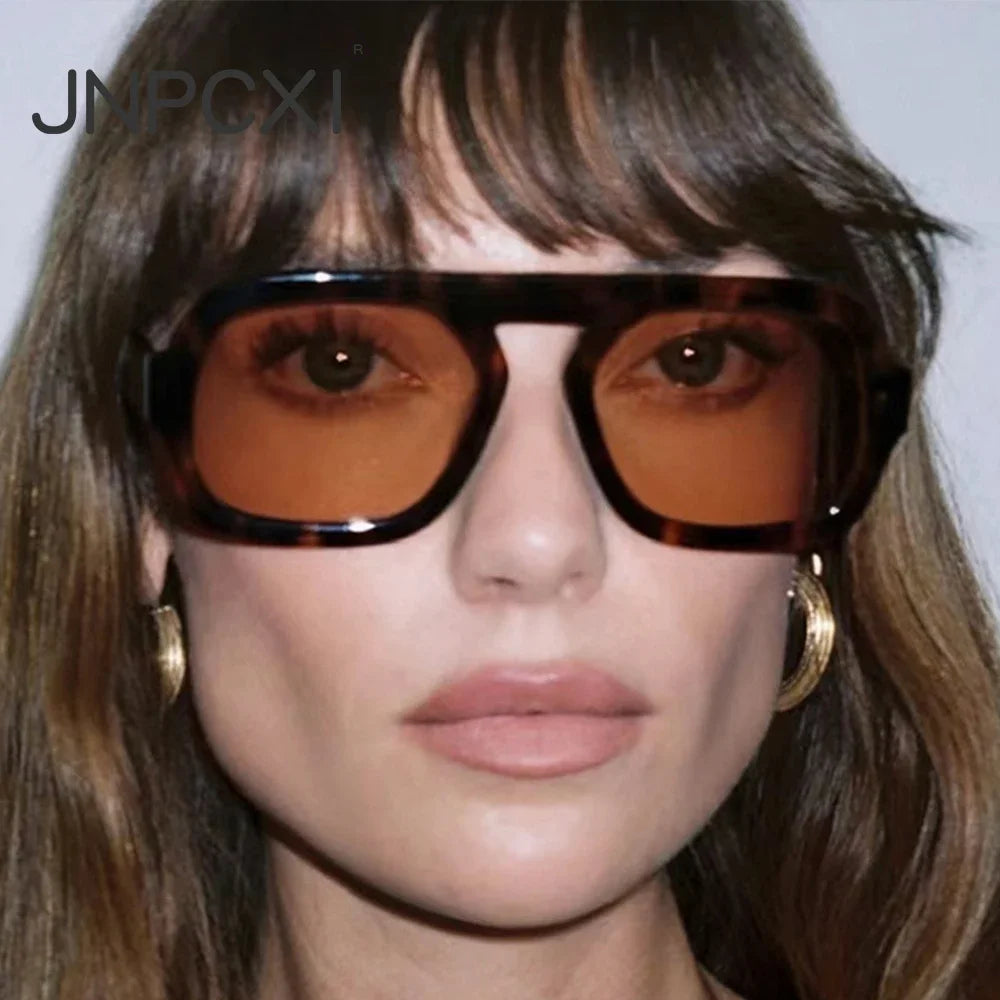 JNPCXI Retro Square Sunglasses – Gradient UV400 Punk Shades for Women & Men