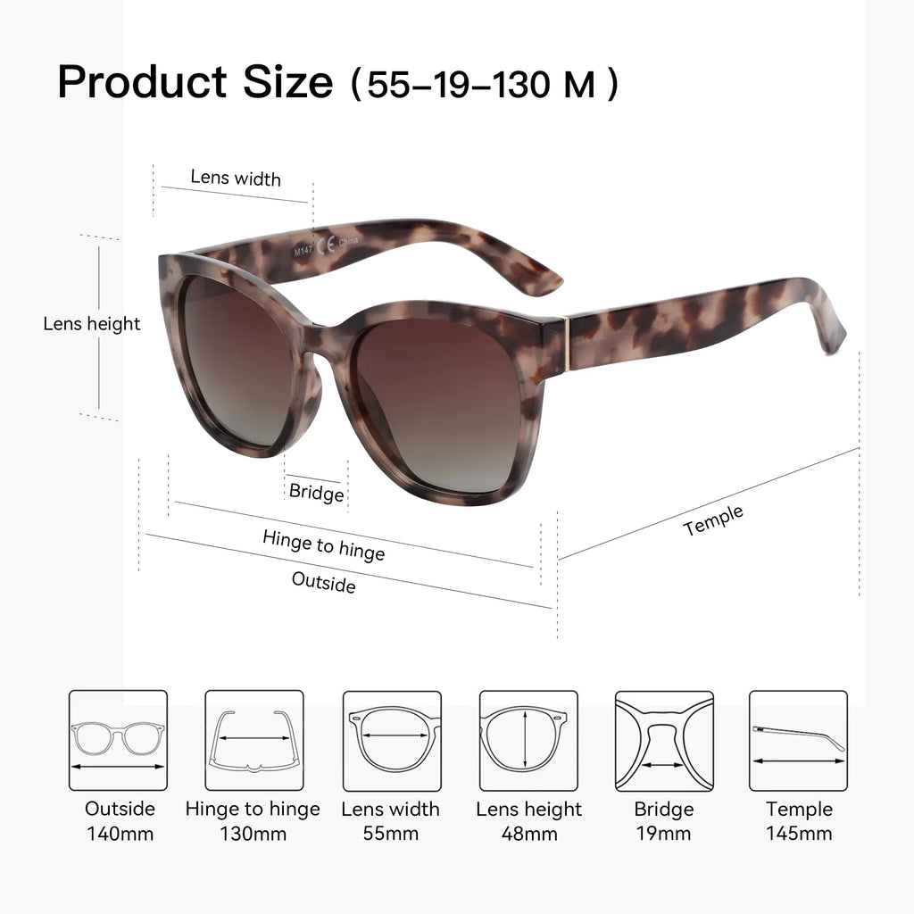 ZENOTTIC Oversized Cat Eye Polarized Sunglasses – UV400 Retro Shades for Women