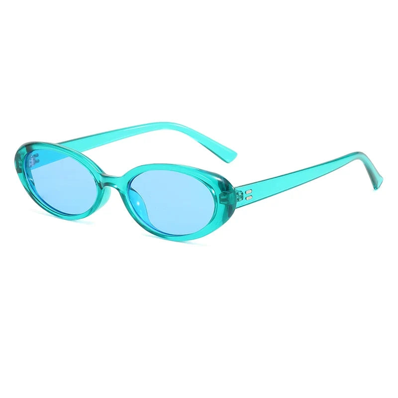 Small Oval Rivet Sunglasses – Retro UV400 Shades for Women & Men