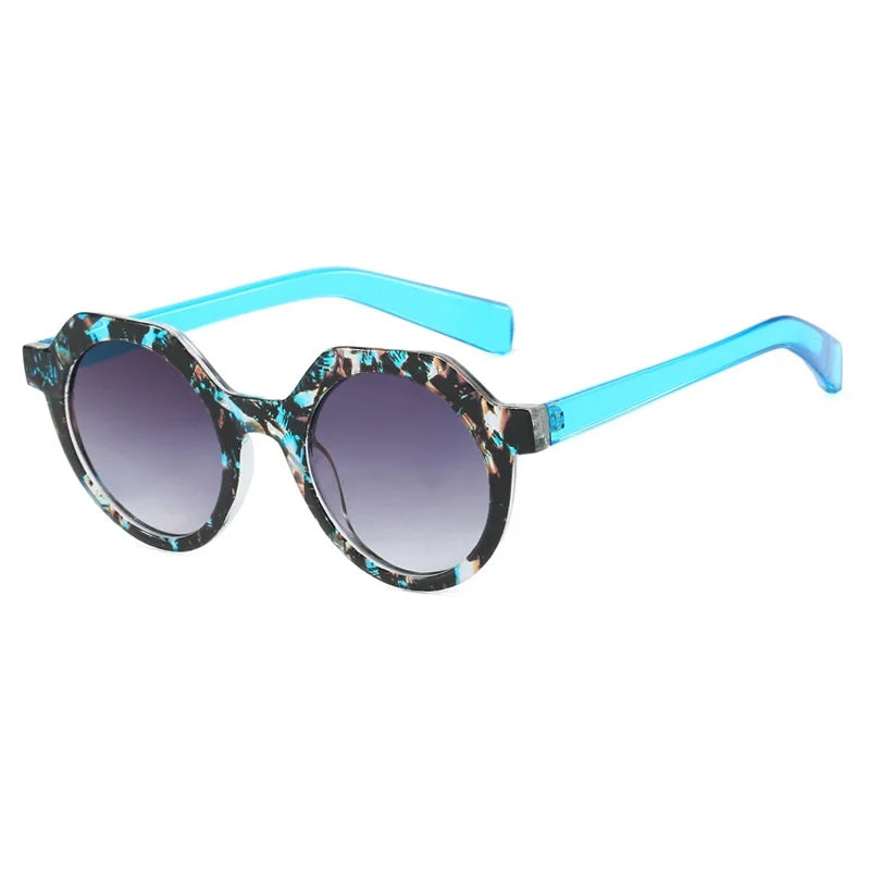 Round Punk Rivet Sunglasses – Gradient UV400 Shades for Women & Men