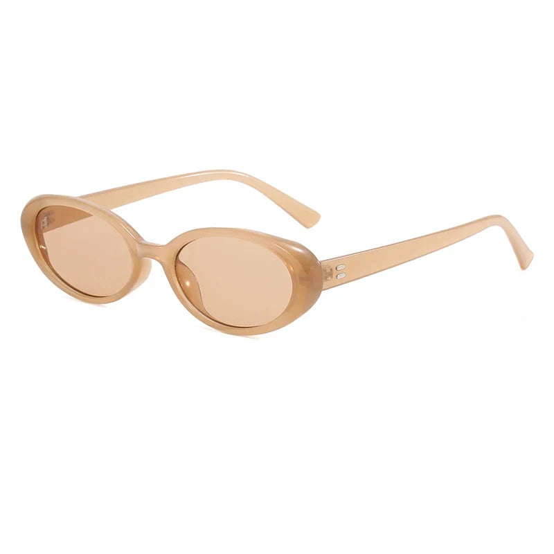 Small Oval Rivet Sunglasses – Retro UV400 Shades for Women & Men