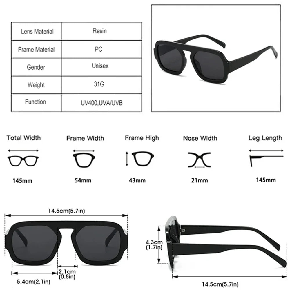 JNPCXI Retro Square Sunglasses – Gradient UV400 Punk Shades for Women & Men