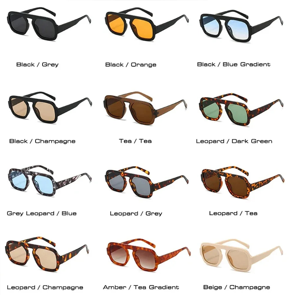 JNPCXI Retro Square Sunglasses – Gradient UV400 Punk Shades for Women & Men