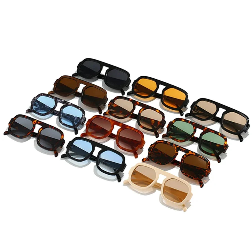 JNPCXI Retro Square Sunglasses – Gradient UV400 Punk Shades for Women & Men