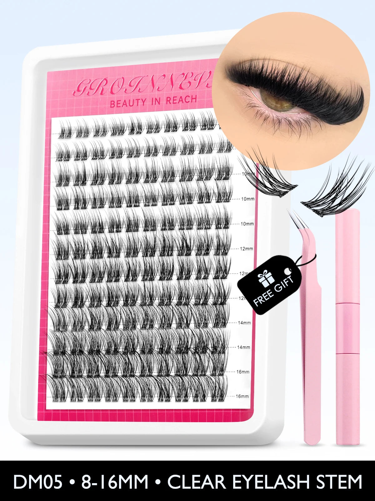 Lash Clusters Kit Fluffy Individual Lashes C Curl Cluster Eyelash Extensions 10-18Mm DIY Lash Extension Kit Lash Bond and Seal