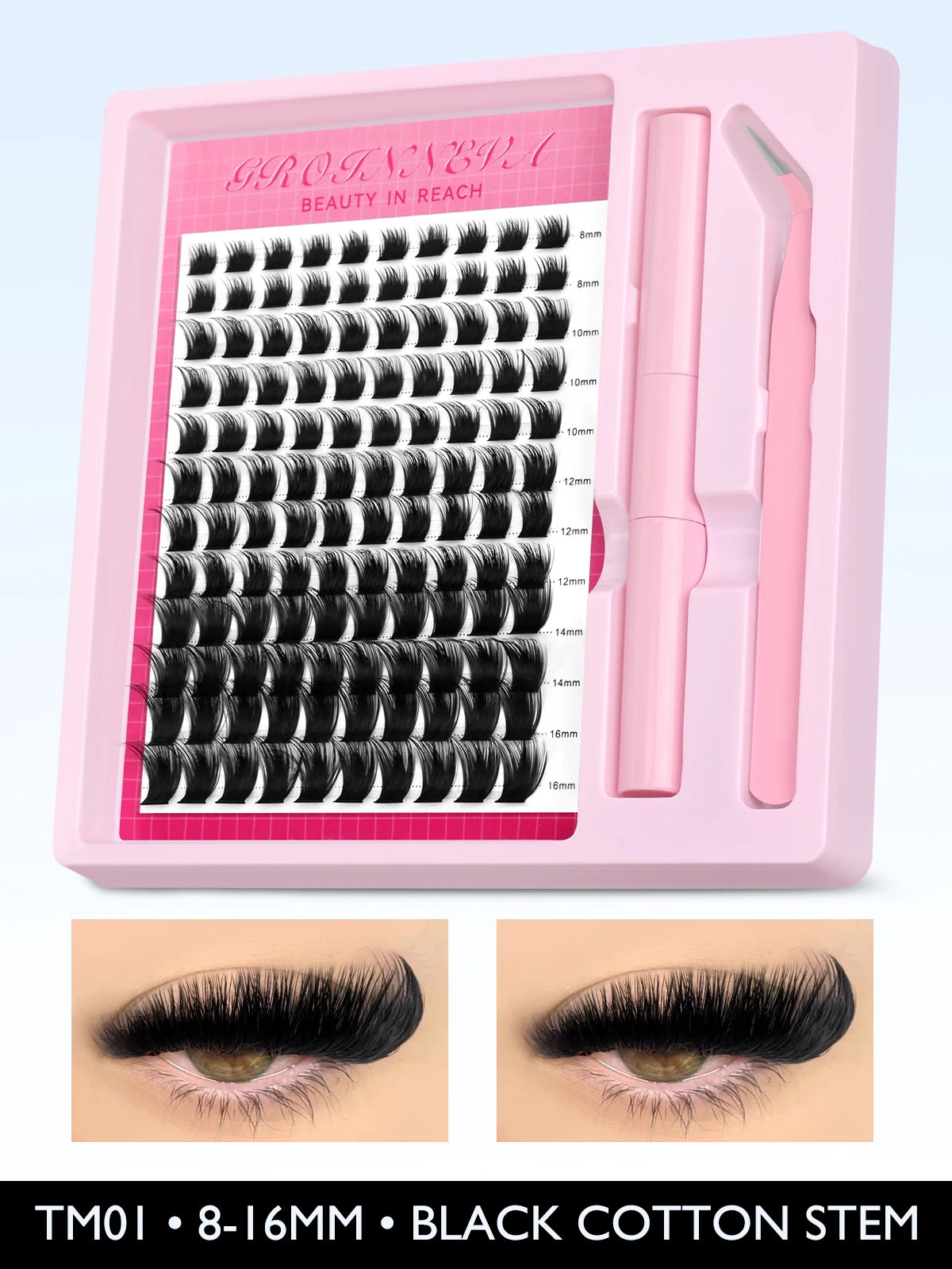 Lash Clusters Kit Fluffy Individual Lashes C Curl Cluster Eyelash Extensions 10-18Mm DIY Lash Extension Kit Lash Bond and Seal