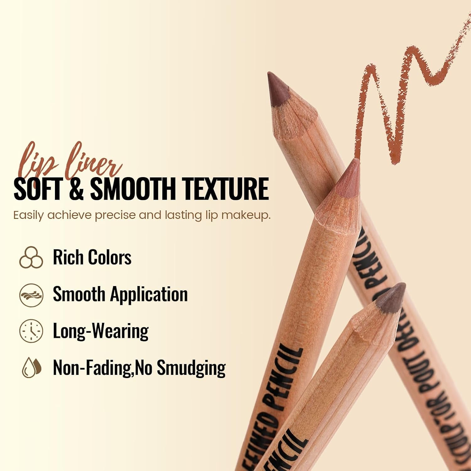 6 Colors Lip Liner Pencil, Nude-Brown Nude Lipliner for Defined Lips