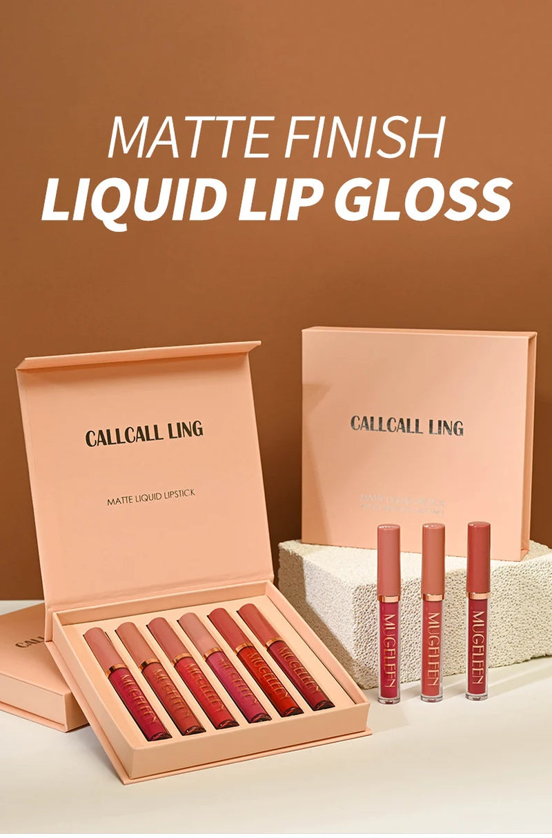 CALLCALL LING Transfer-Proof Velvet Matte Liquid Lipstick Set - 6-Piece Set , Long-Lasting Non-Smudge