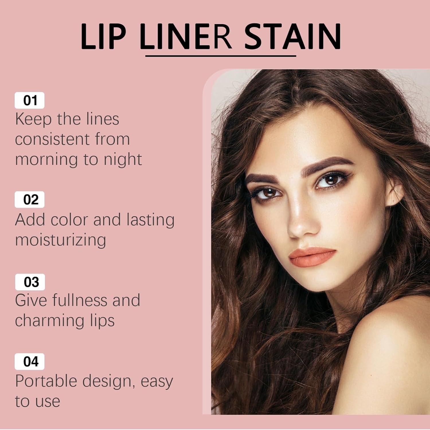Peel off Lip Stain Tattoo Set, 3 Colors Peel off Lip Liner, Removable Lip Liner Set, Matte Finish Waterproof Lip Liner Pencil, Transfer-Proof Peel off Lip (3Colors/Set, B)