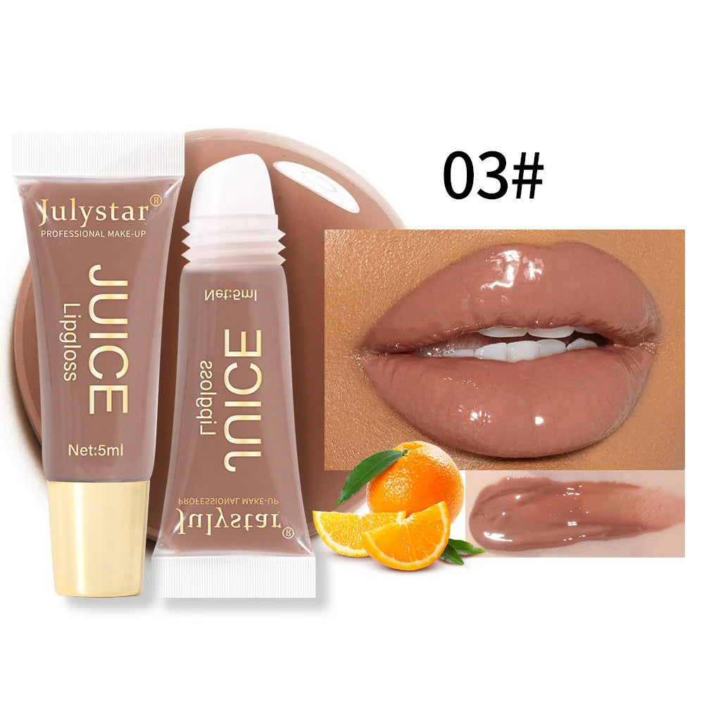 Fruit Flavor Glossy Lip Oil Natural Long Lasting Hydrating Plump Lip Gloss Moisturizing Shiny Watery Lip Tint