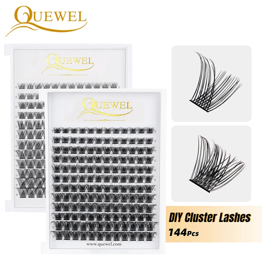 144Pcs DIY Cluster Lashes Segmented False Bundles Eyelashes DIY Individual Clusters Lash Extensions 12Lines C/D Lashes