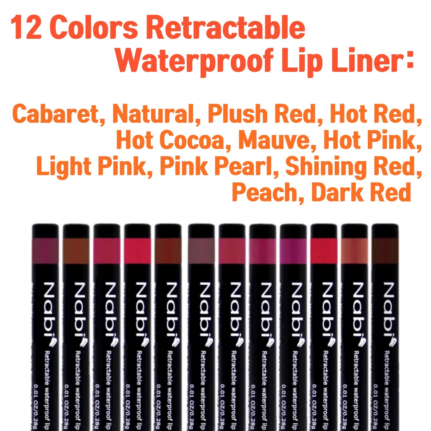 12 Colors Retractable Waterproof Lip Liner Set, Roll It up Auto Lip Liner Pencil, Long Lasting Fade Resistant
