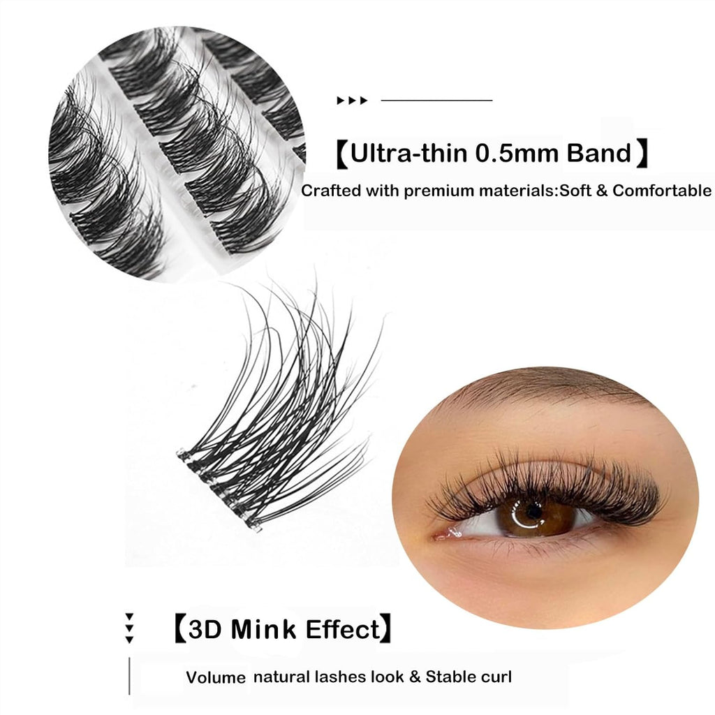 Natural Lash Clusters C Curl Mega Volume Cat Eye 8-16Mm Short Mink Lash Clusters DIY Eyelash Extensions Classic 120Pcs Individual Lashes Cluster Natural Look