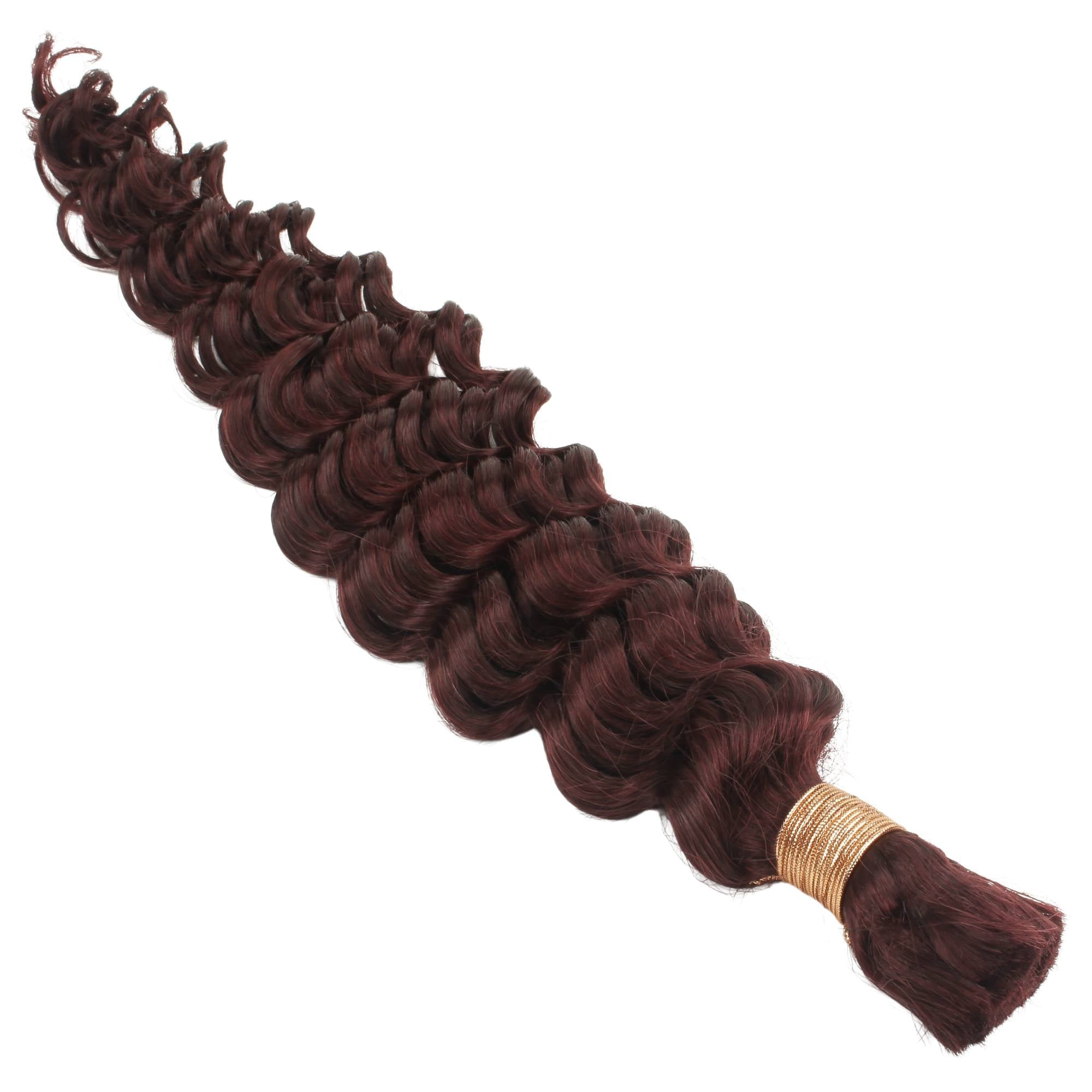 Burgundy Deep Wave Bulk Human Braiding Hair