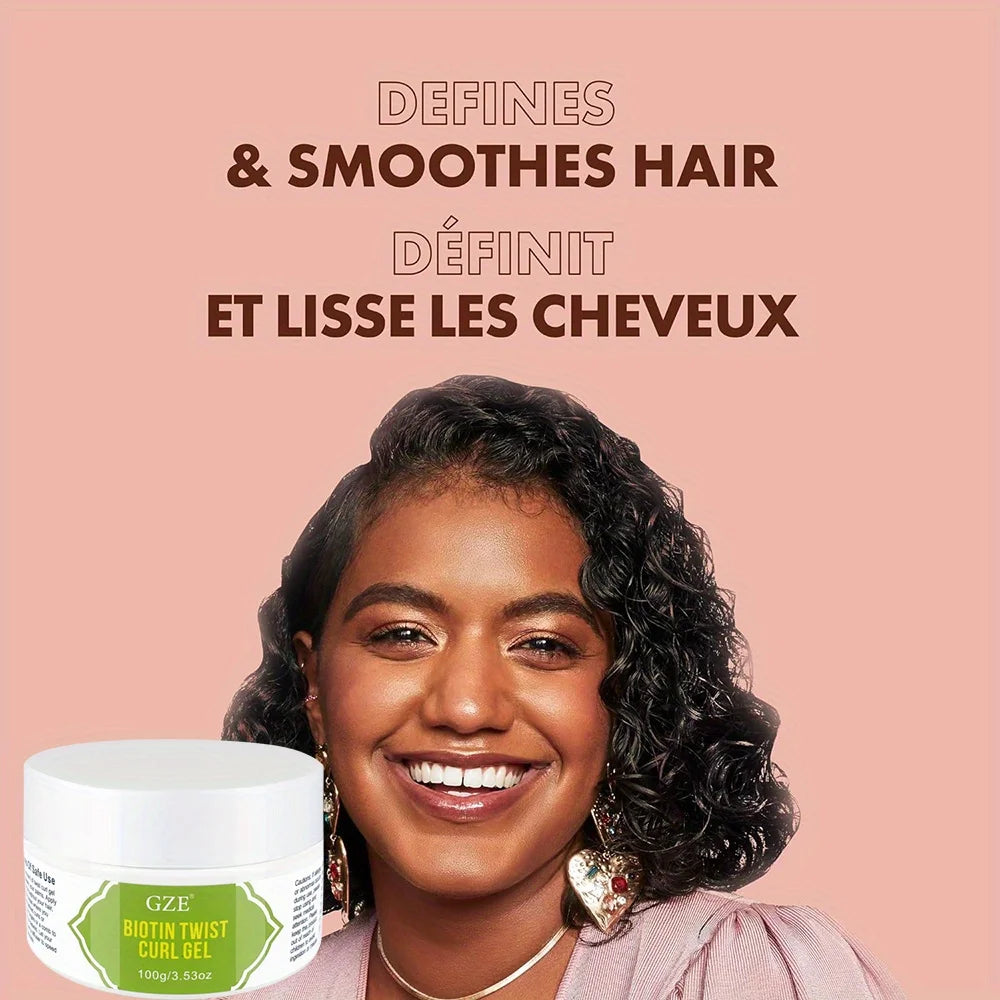 Biotin Twist Curl Gel Hair Growth - Hydrating Styling Gel with Biotin for Stronger, Healthier Hair - Defines Curls