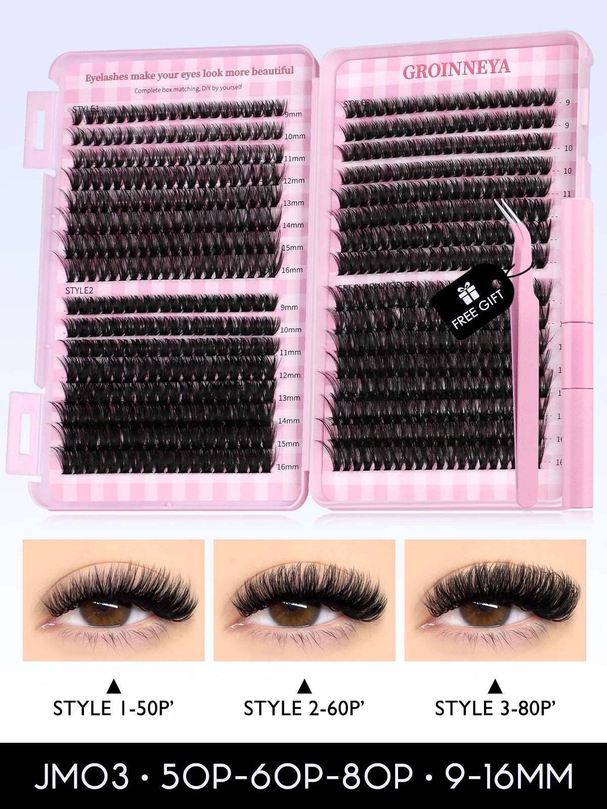 Eyelash Clusters Kit Large Capacity Wispy Individual Lashes Natural DIY Cluster Eyelash Extensions for Beginners