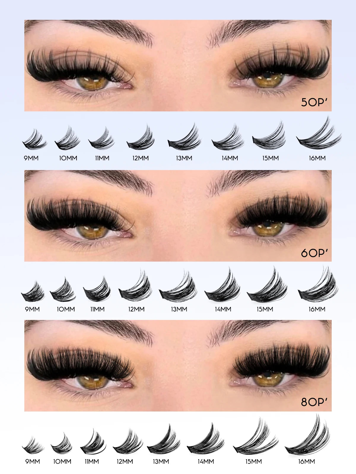 Eyelash Clusters Kit Large Capacity Wispy Individual Lashes Natural DIY Cluster Eyelash Extensions for Beginners