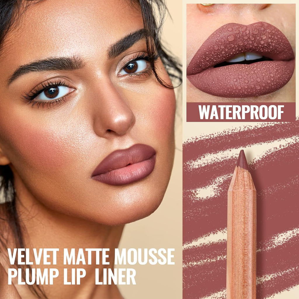 6 Colors Lip Liner Pencil, Nude-Brown Nude Lipliner for Defined Lips