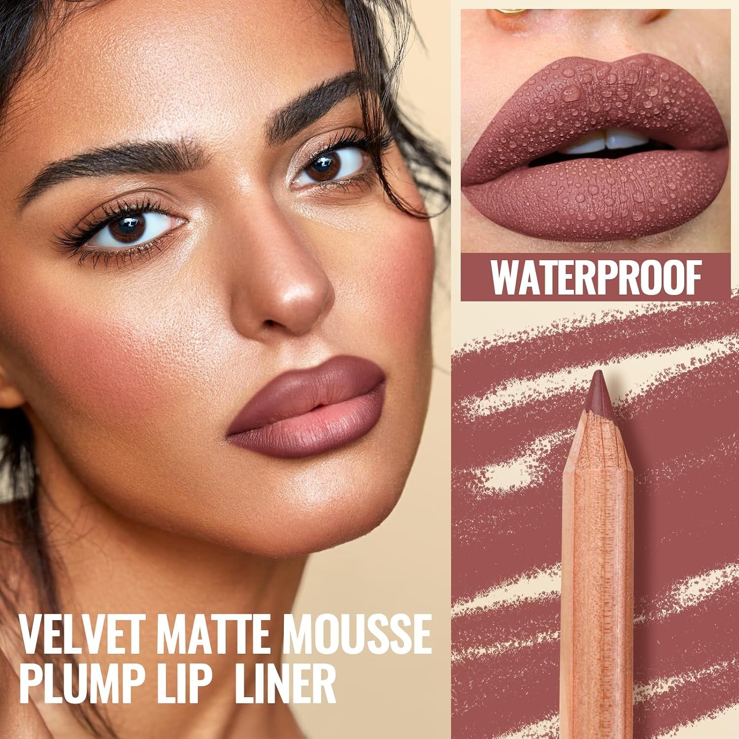 6 Colors Lip Liner Pencil, Nude-Brown Nude Lipliner for Defined Lips