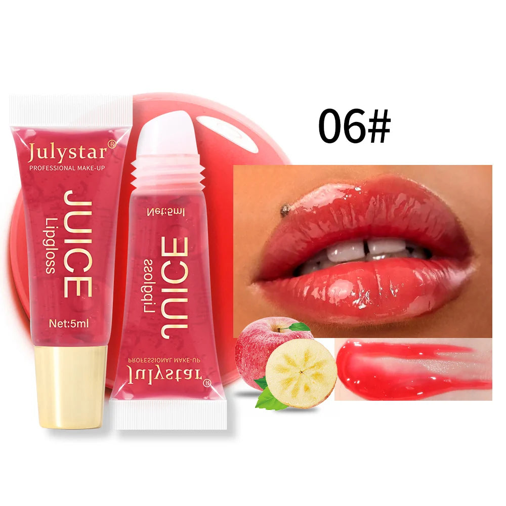 Fruit Flavor Glossy Lip Oil Natural Long Lasting Hydrating Plump Lip Gloss Moisturizing Shiny Watery Lip Tint