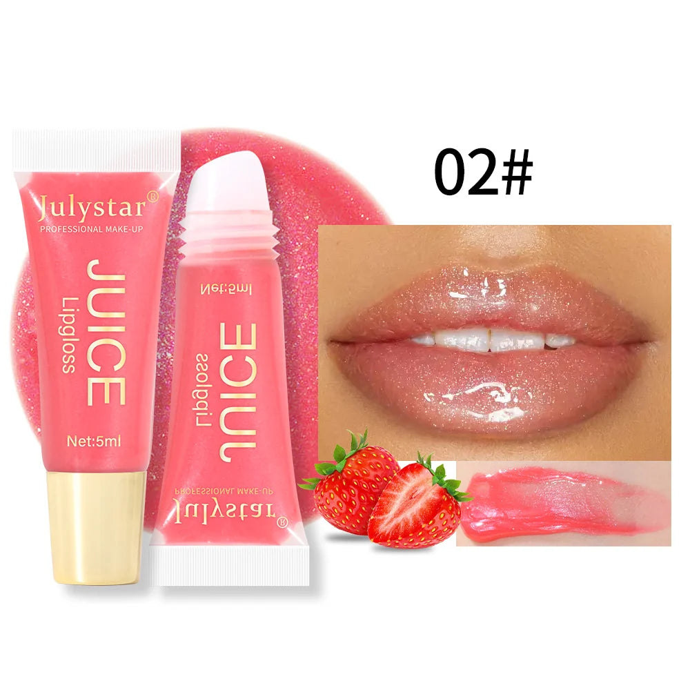Fruit Flavor Glossy Lip Oil Natural Long Lasting Hydrating Plump Lip Gloss Moisturizing Shiny Watery Lip Tint
