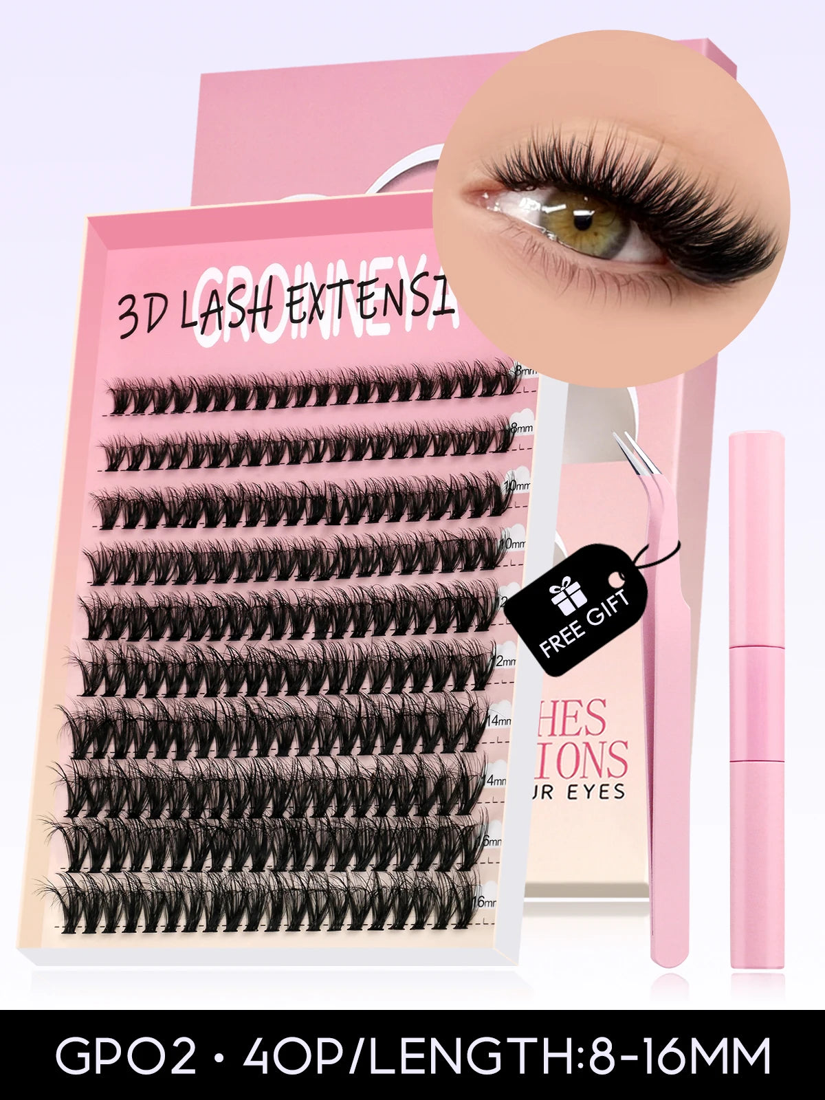 Eyelash Clusters Kit Large Capacity Wispy Individual Lashes Natural DIY Cluster Eyelash Extensions for Beginners