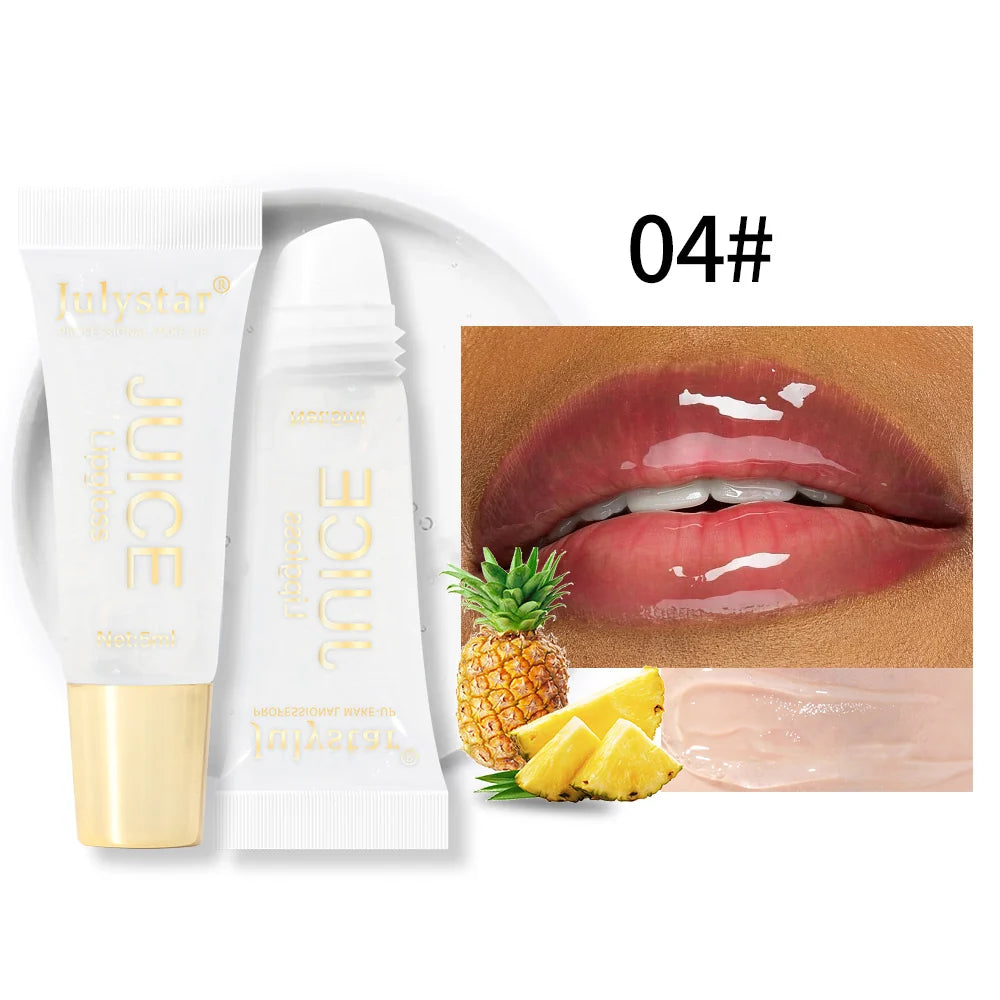 Fruit Flavor Glossy Lip Oil Natural Long Lasting Hydrating Plump Lip Gloss Moisturizing Shiny Watery Lip Tint