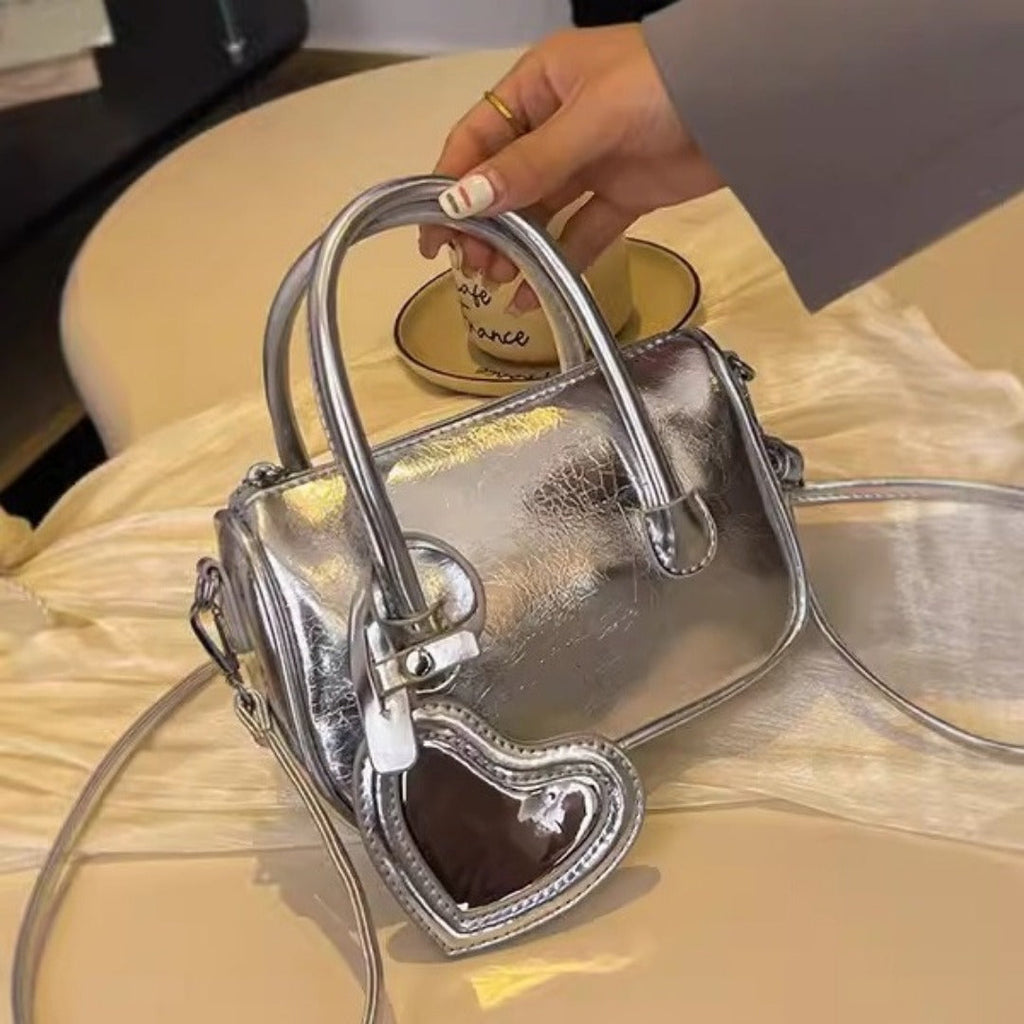Mini Silver Tote Bag – Women's Crossbody Shoulder Purse