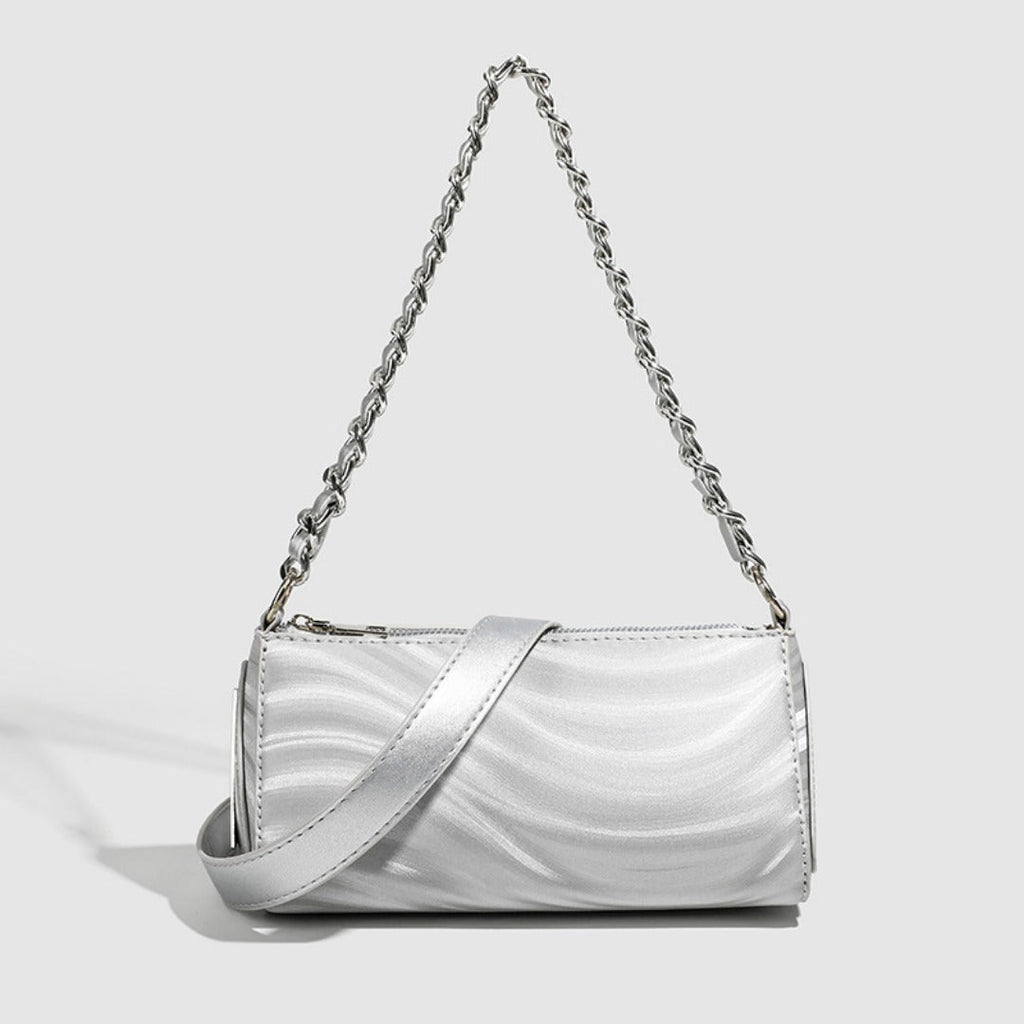 Silver Chain Crossbody Bag – Metallic Mini Shoulder Purse for Women
