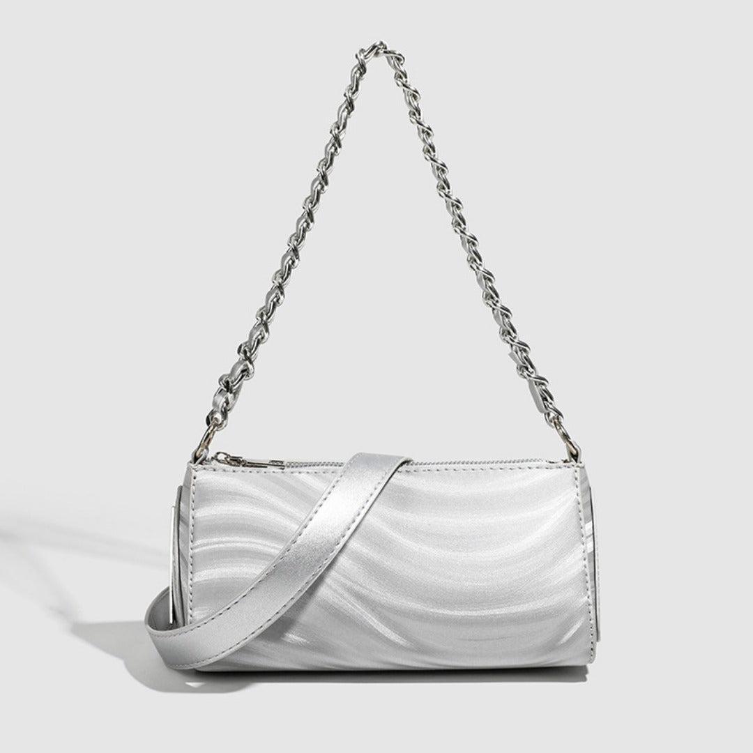 Silver Chain Crossbody Bag – Metallic Mini Shoulder Purse for Women