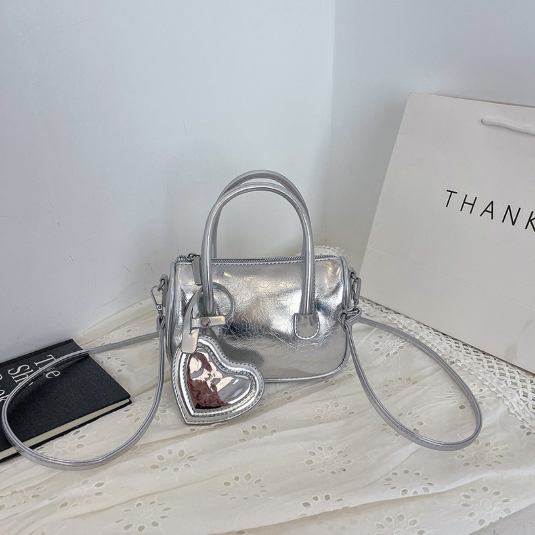 Mini Silver Tote Bag – Women's Crossbody Shoulder Purse