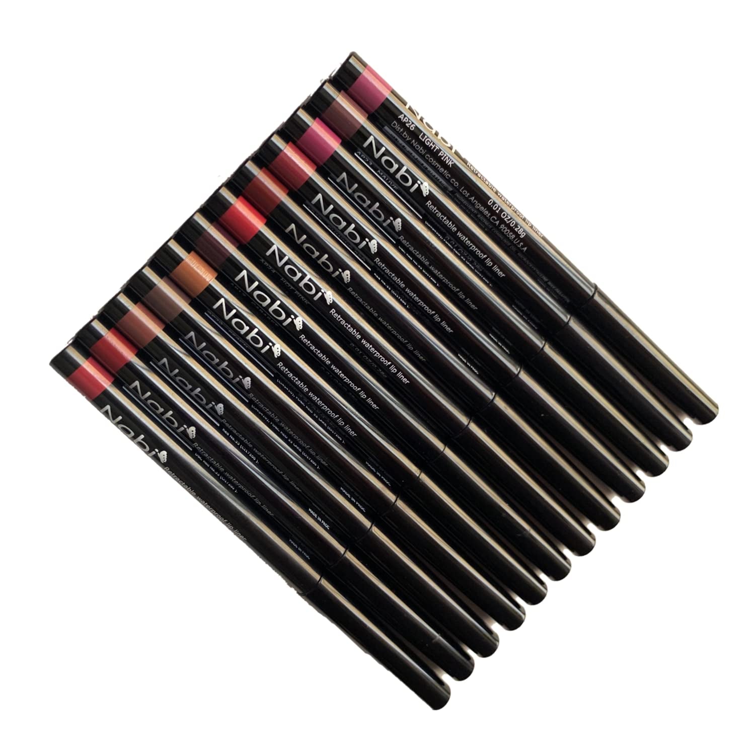 12 Colors Retractable Waterproof Lip Liner Set, Roll It up Auto Lip Liner Pencil, Long Lasting Fade Resistant