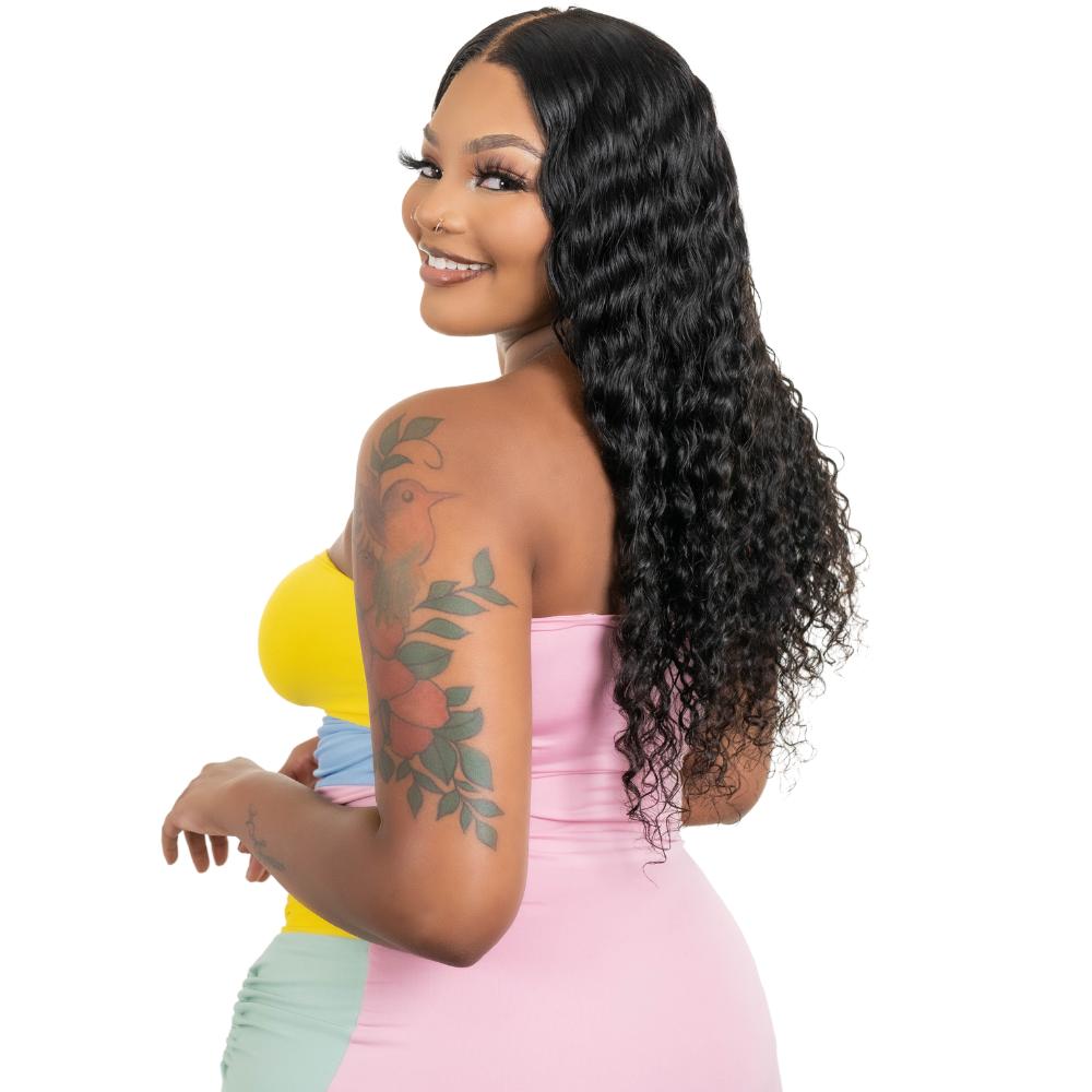 Deep Wave 4x4 Transparent Lace Closure Wig 100% Human Hair