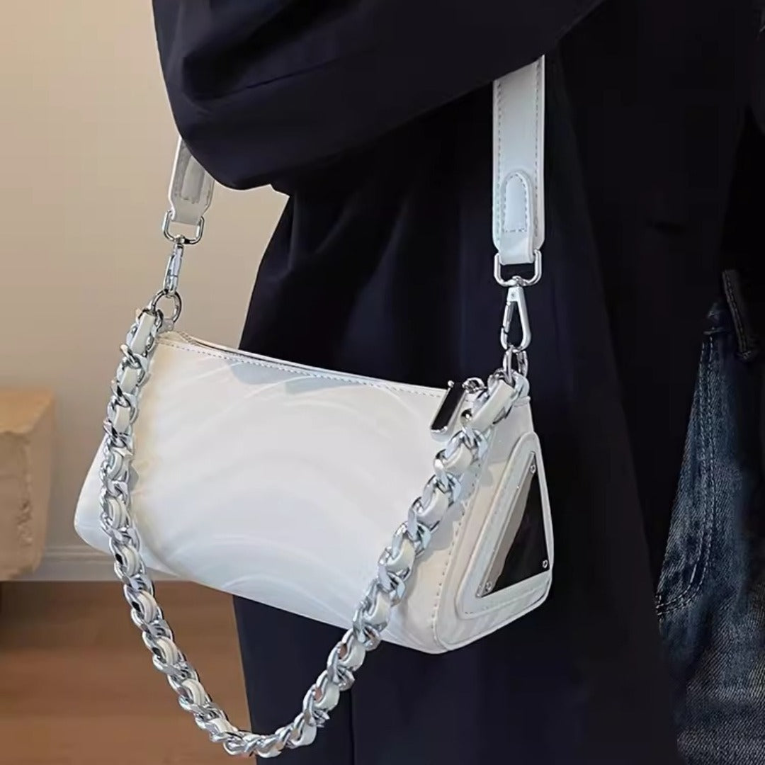 Silver Chain Crossbody Bag – Metallic Mini Shoulder Purse for Women