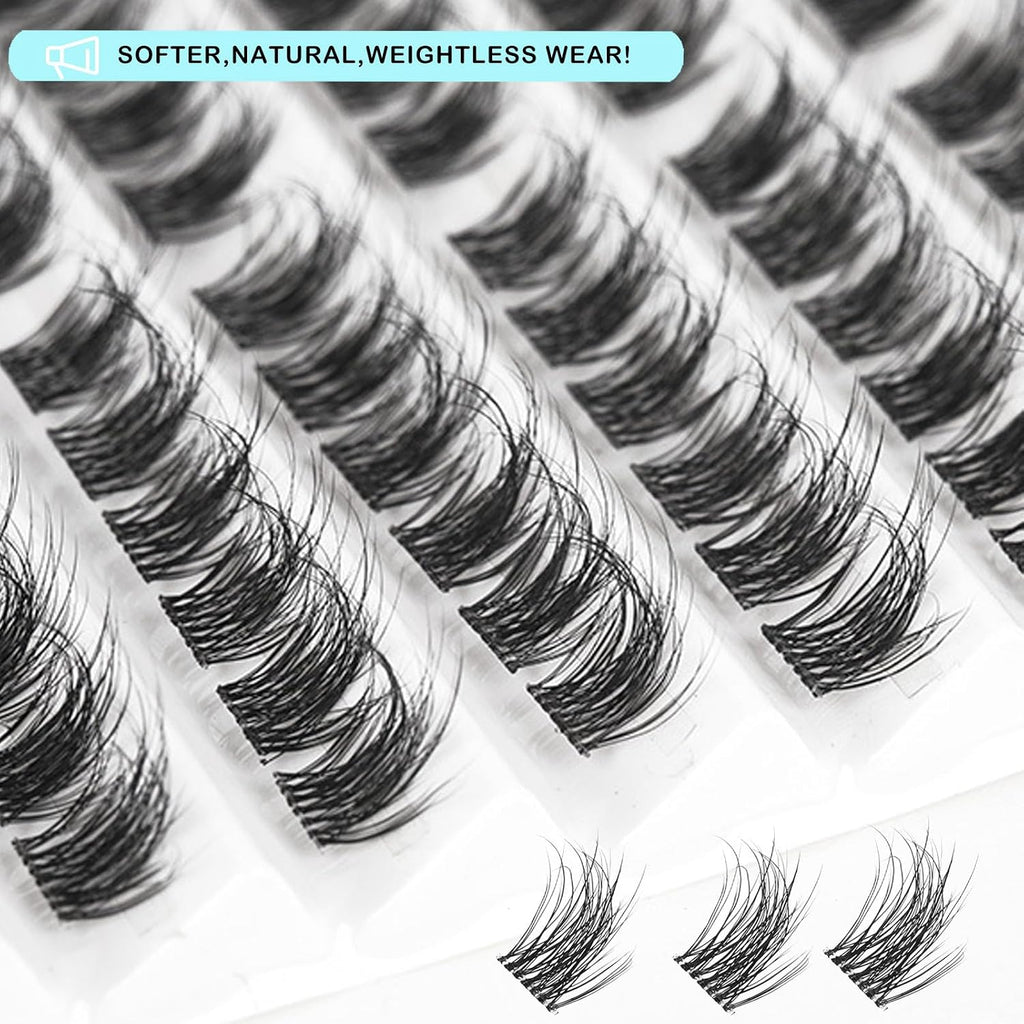 Natural Lash Clusters C Curl Mega Volume Cat Eye 8-16Mm Short Mink Lash Clusters DIY Eyelash Extensions Classic 120Pcs Individual Lashes Cluster Natural Look