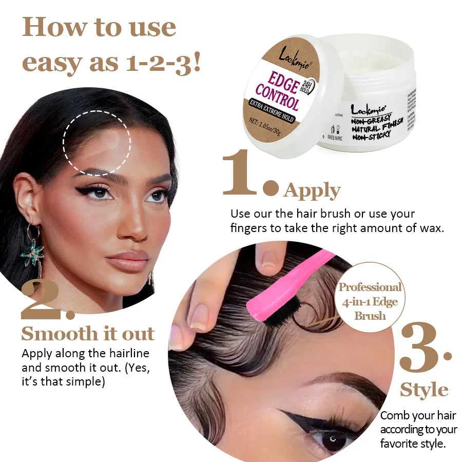 30G Baby Bangs Styling Gel Hair Pomade Edge Control Wax for Wigs Women 24 Hour Long Lasting Edges Control Hair Wax Cream