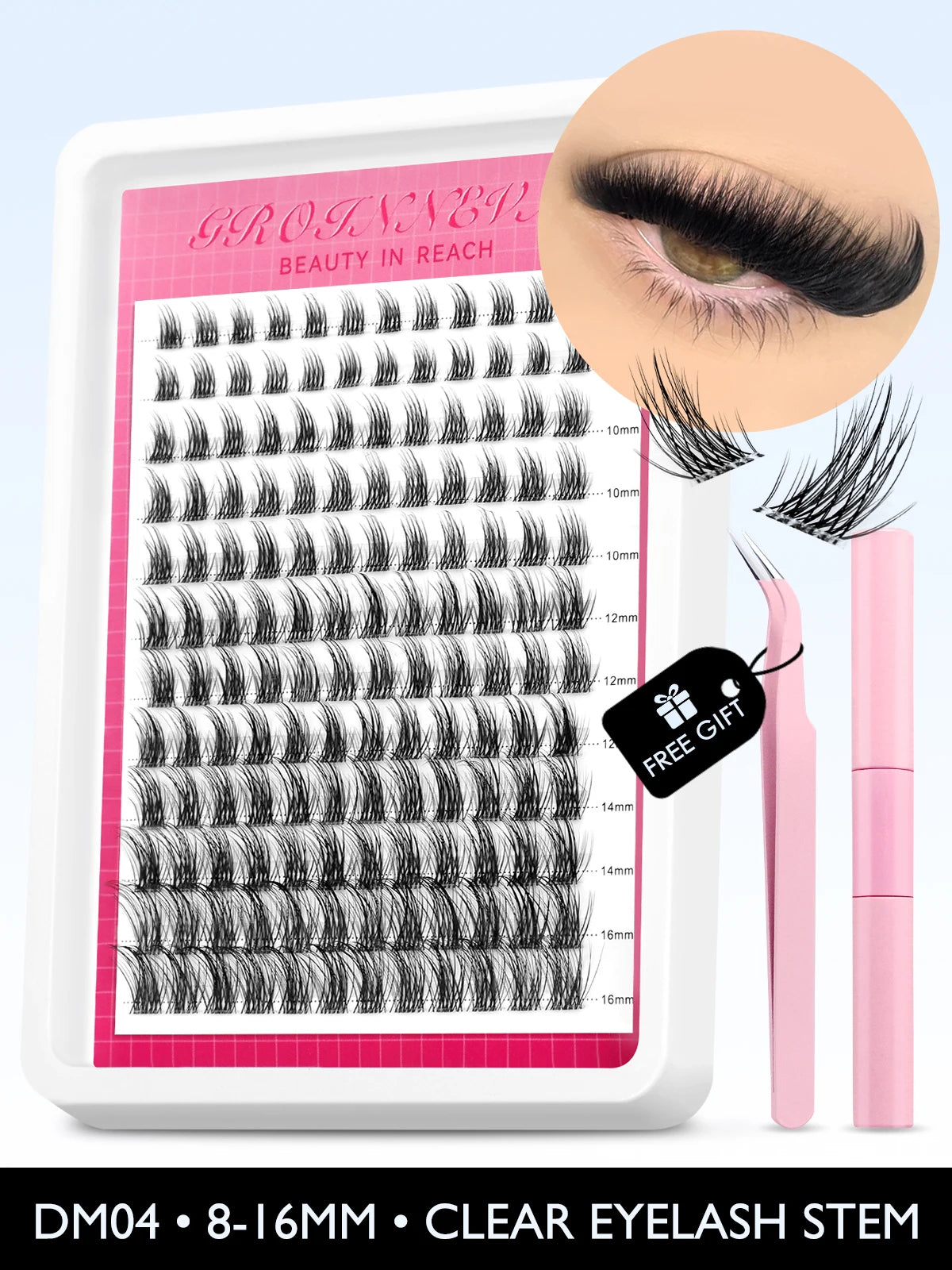 Lash Clusters Kit Fluffy Individual Lashes C Curl Cluster Eyelash Extensions 10-18Mm DIY Lash Extension Kit Lash Bond and Seal