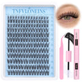 Wispy Lash Clusters Kit Natural Eyelash Extension Kit C Curl Lash Extension Kit Waterproof Individual Lashes Clusters DIY Cluster Eyelash Extensions Soft Eyelash Clusters Kit,Bond and Seal