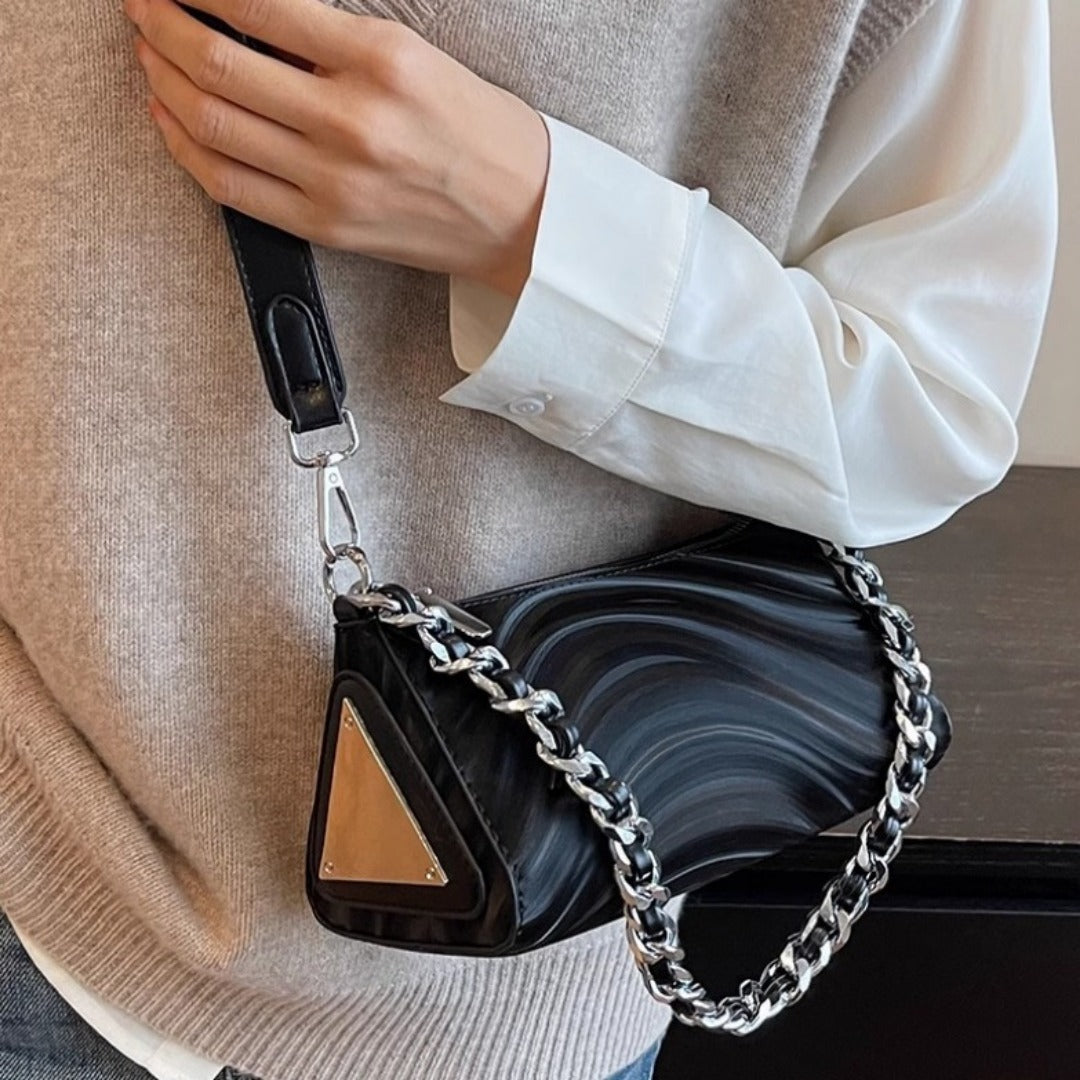 Silver Chain Crossbody Bag – Metallic Mini Shoulder Purse for Women
