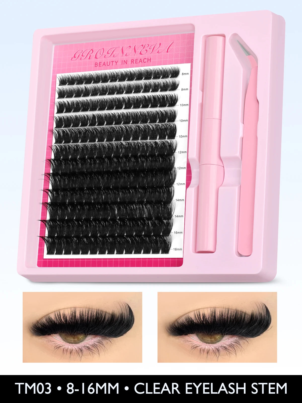 Lash Clusters Kit Fluffy Individual Lashes C Curl Cluster Eyelash Extensions 10-18Mm DIY Lash Extension Kit Lash Bond and Seal